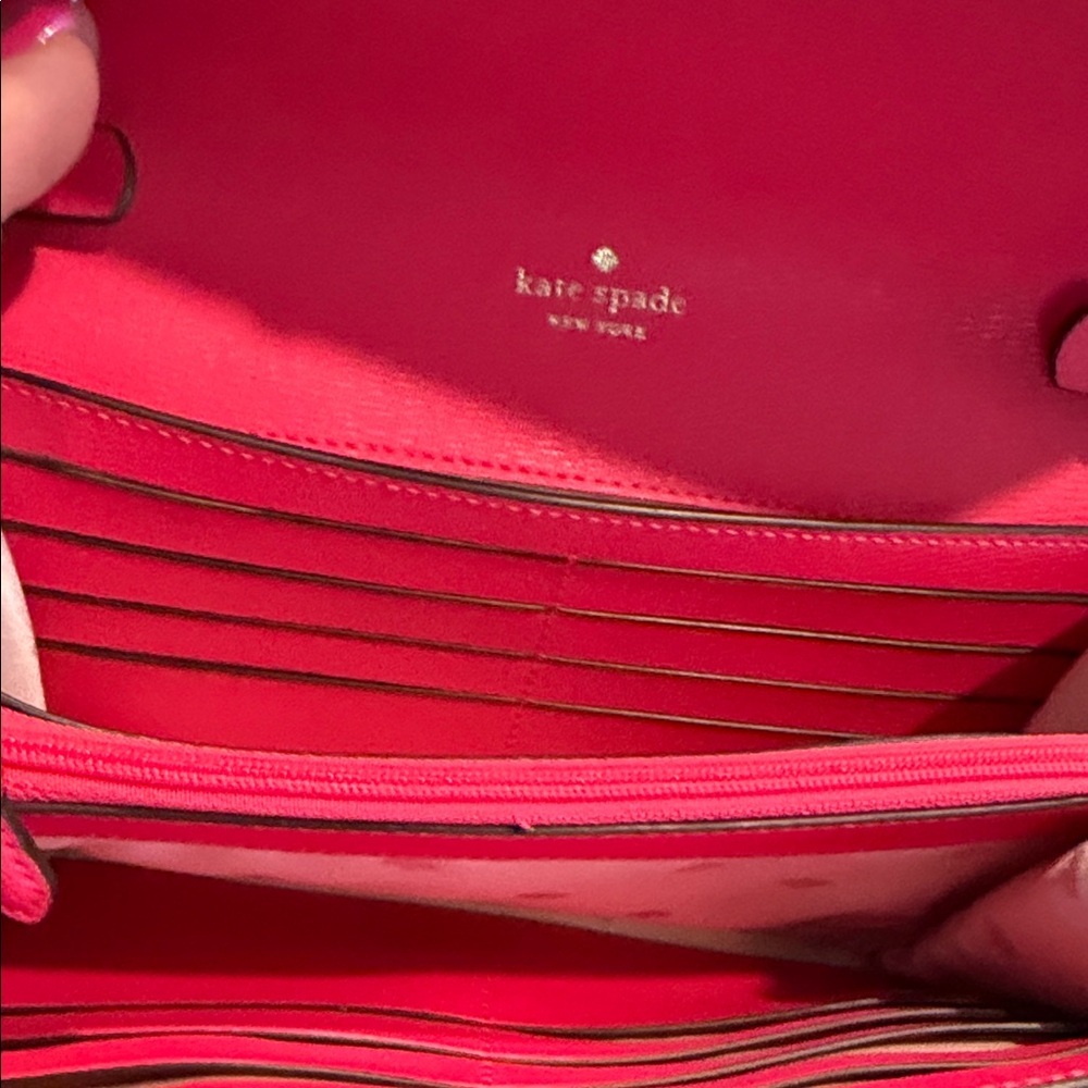 kate spade NWT $289 pink and cream woven crossbody clutch - Picture 8 of 13